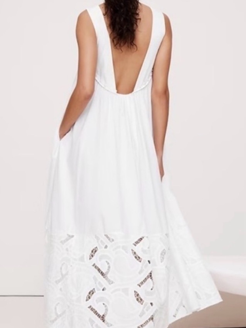 Banana Republic White Sleeveless Maxi Dress with Eyelet Hem - Picture 2 of 6